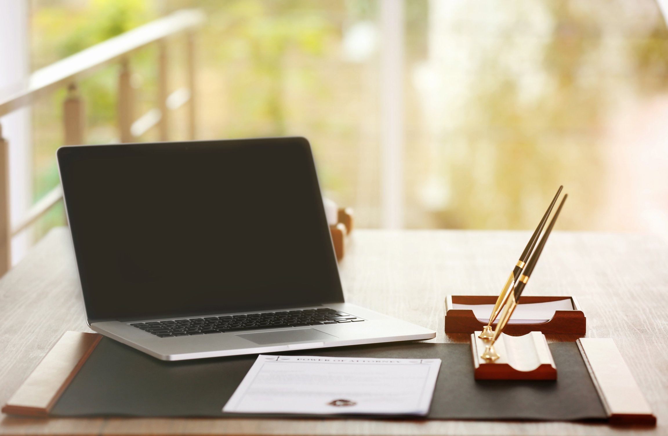 Notary  Workplace with Laptop